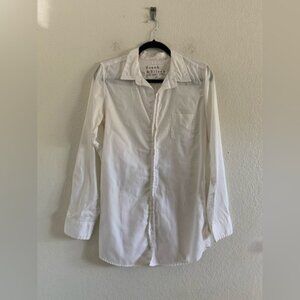 Frank and Eileen Shirley Tunic Shirt Womens M White Button Up Preppy Cotton